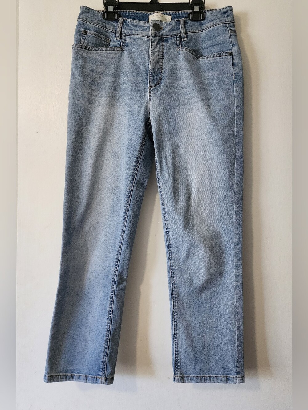 J.Jill Womens Light Wash Blue Denim Smooth Fit Cropped Jeans Button Size 6